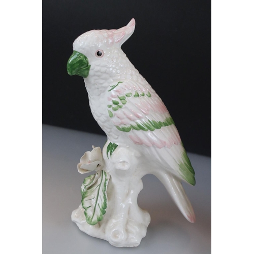 45 - Pair of Italian ' ATN ' Ceramic Models of Parrots, 25cm high