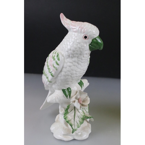 45 - Pair of Italian ' ATN ' Ceramic Models of Parrots, 25cm high