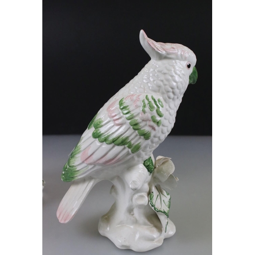 45 - Pair of Italian ' ATN ' Ceramic Models of Parrots, 25cm high