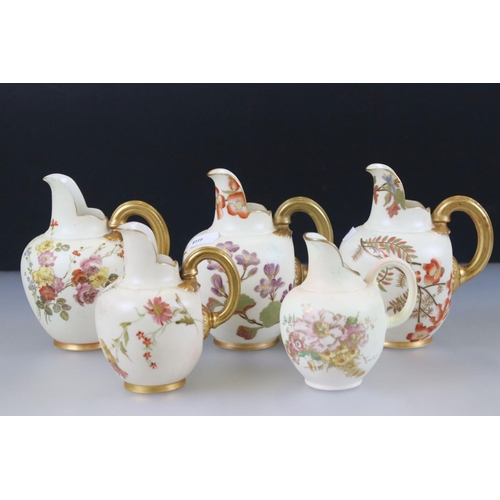 49 - Four 19th and Early 20th century Royal Worcester Blush Ivory Flat-back Jugs, pattern no. 1094, all p... 