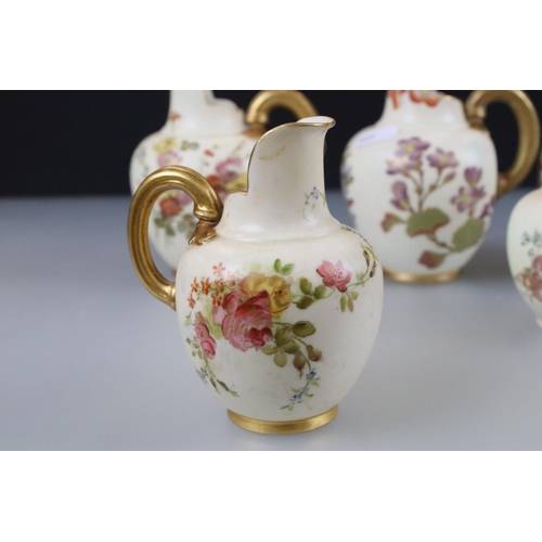 49 - Four 19th and Early 20th century Royal Worcester Blush Ivory Flat-back Jugs, pattern no. 1094, all p... 