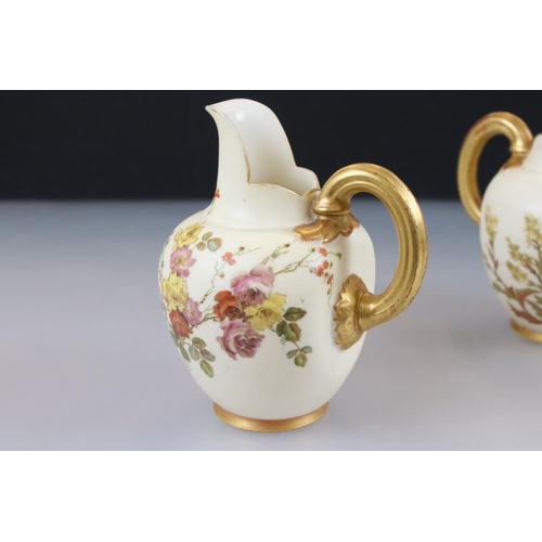 49 - Four 19th and Early 20th century Royal Worcester Blush Ivory Flat-back Jugs, pattern no. 1094, all p... 