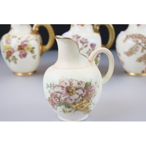 49 - Four 19th and Early 20th century Royal Worcester Blush Ivory Flat-back Jugs, pattern no. 1094, all p... 