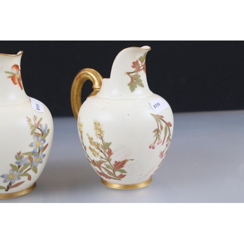 49 - Four 19th and Early 20th century Royal Worcester Blush Ivory Flat-back Jugs, pattern no. 1094, all p... 