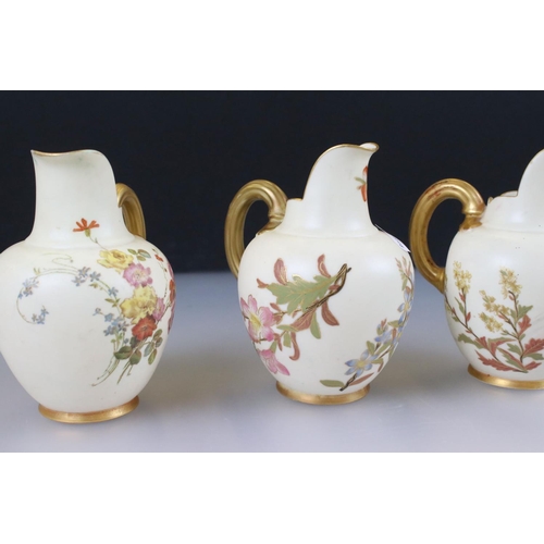 49 - Four 19th and Early 20th century Royal Worcester Blush Ivory Flat-back Jugs, pattern no. 1094, all p... 