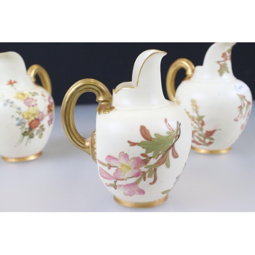 49 - Four 19th and Early 20th century Royal Worcester Blush Ivory Flat-back Jugs, pattern no. 1094, all p... 