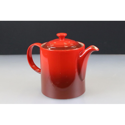 50 - Le Creuset Red Ceramic Teapot (1.3 litre) and matching Jug (0.6 litre)