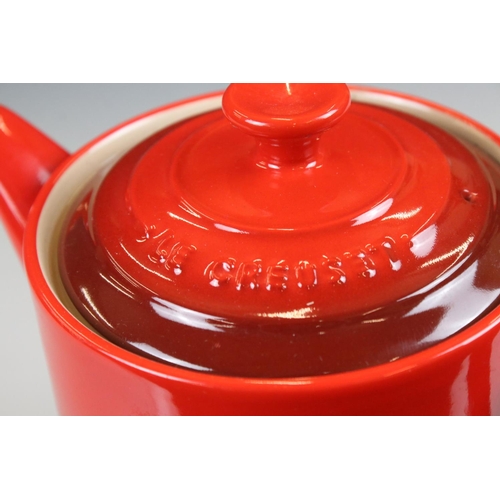 50 - Le Creuset Red Ceramic Teapot (1.3 litre) and matching Jug (0.6 litre)