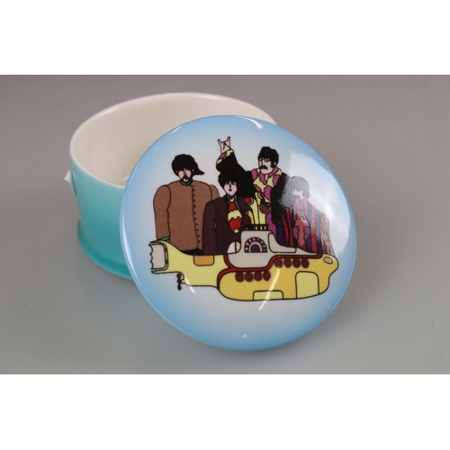 56 - The Beatles ' Yellow Submarine ' Ceramic Trinket Box and Lid, 9cm diameter