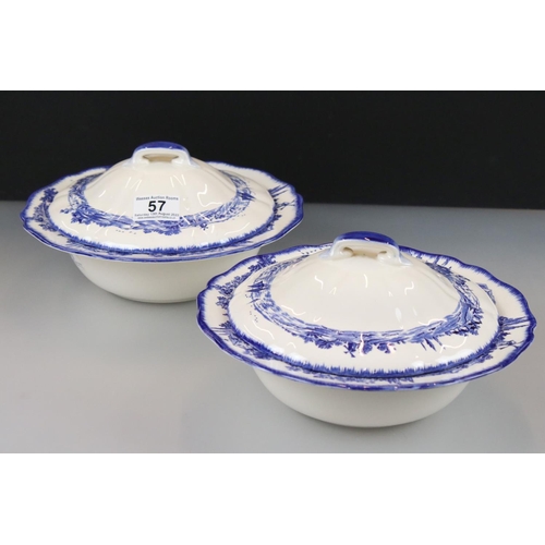 57 - Pair of Royal Doulton Norfolk pattern Fruit Bowls, approx. 24cm diameter together with a pair of Tur... 