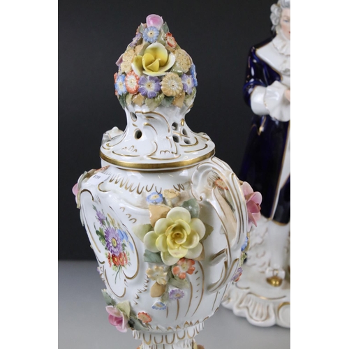 65 - Royal Dux Porcelain Trumpet Vase and Trinket Box together with a Royal Dux Porcelain Figure of an 18... 