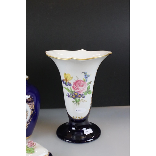 65 - Royal Dux Porcelain Trumpet Vase and Trinket Box together with a Royal Dux Porcelain Figure of an 18... 