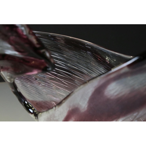 69 - Silver and Cut Glass Dish in the form of a Swan, 14cm long together with Two Italian Murano Glass Bo... 