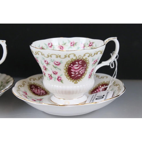 70 - Four Royal Albert Cups and Saucers including Apple Blossom, Serena, Lily of the Valley and Keepsake ... 