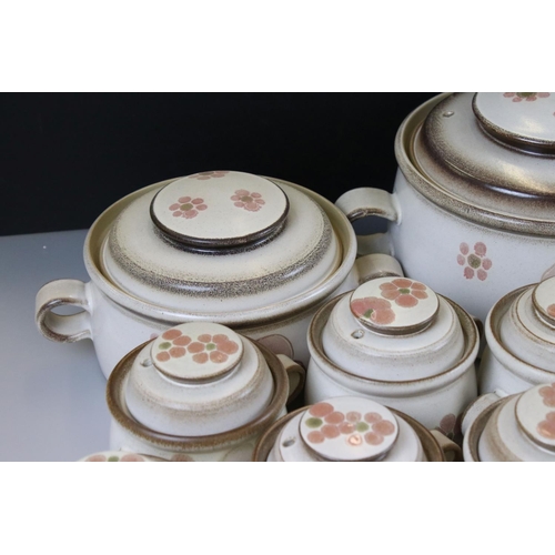 73 - Denby Stoneware ' Gypsy ' Part Dinner Service comprising Two Lidded Tureens, Butter Dish, Four Egg C... 