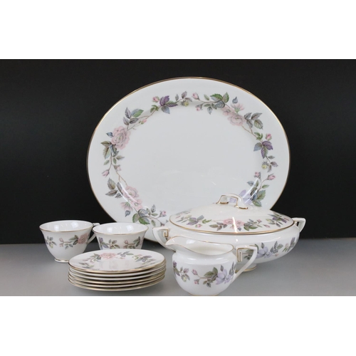 79 - Royal Worcester ' June Garland ' part Dinner and Tea Service comprising Sugar Bowl, 6 Bowls, 12 Cups... 