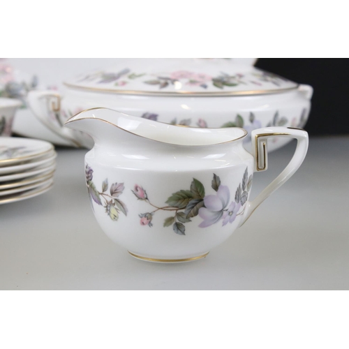 79 - Royal Worcester ' June Garland ' part Dinner and Tea Service comprising Sugar Bowl, 6 Bowls, 12 Cups... 