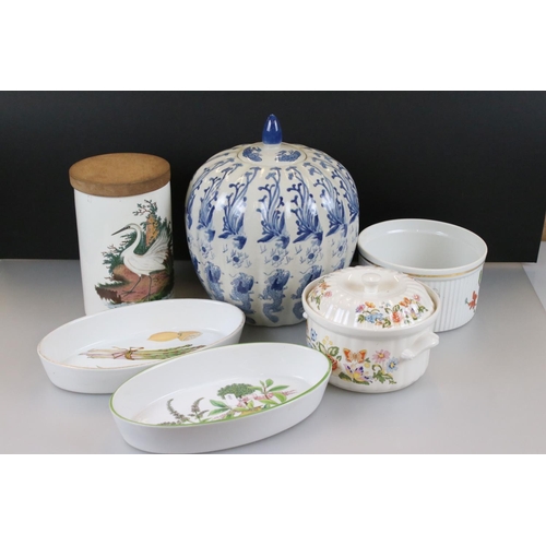 80 - Mixed Lot including Portmeirion Storage Jar, Aynsley Lidded Tureen, Royal Worcester Evesham and Coun... 