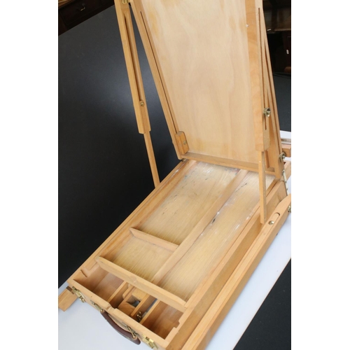 344 - A wooden folding box artists easel table.