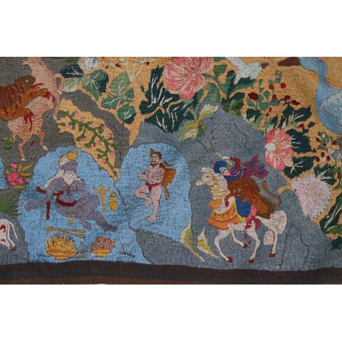 348 - A large hanging tapestry of exotic birds with floral background.