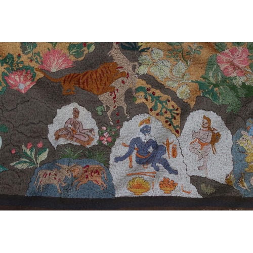 348 - A large hanging tapestry of exotic birds with floral background.