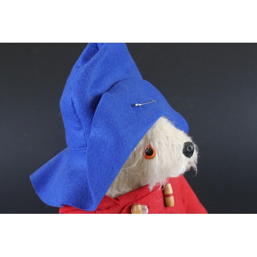 357 - Original Gabrielle Designs Paddington Bear in blue Dunlop boots, red coat and blue hat, without tag.