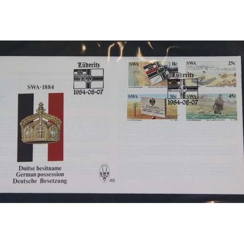 439 - A large collection of South Africa and South West Africa First Day Covers contained within four comp... 