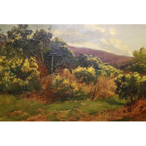 476 - Moorland Landscape Oil Painting on Canvas in the manner of Constable, 60cm x 39cm, gilt framed