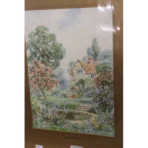 478 - S McKinley, Early 20th century, Pair of Garden Scene Watercolours titled to mounts ' Roehampton ' an... 