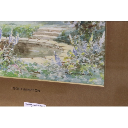 478 - S McKinley, Early 20th century, Pair of Garden Scene Watercolours titled to mounts ' Roehampton ' an... 