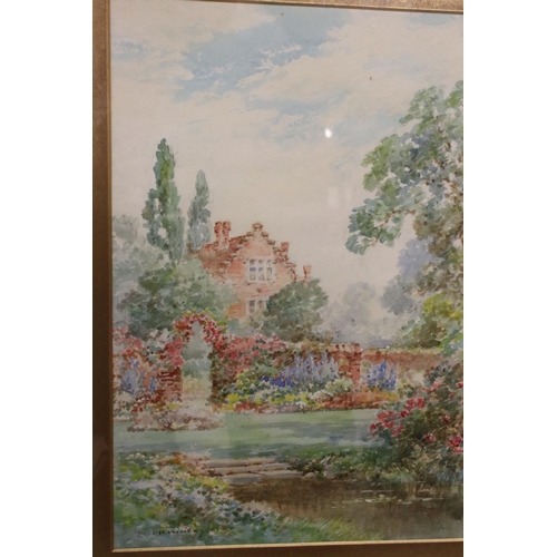 478 - S McKinley, Early 20th century, Pair of Garden Scene Watercolours titled to mounts ' Roehampton ' an... 