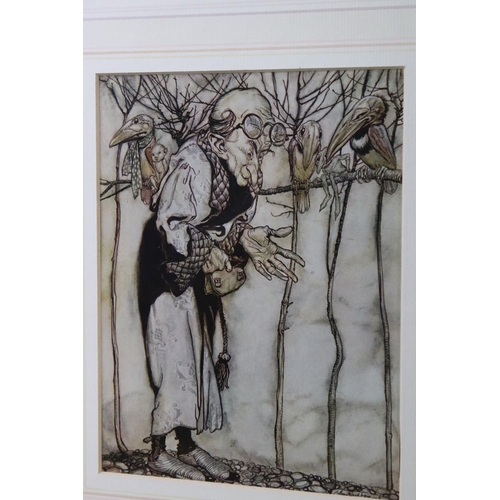 486 - Three Arthur Rackham Prints, one titled ' Building the house for Maimie ', largest image 17.5cm x 13... 