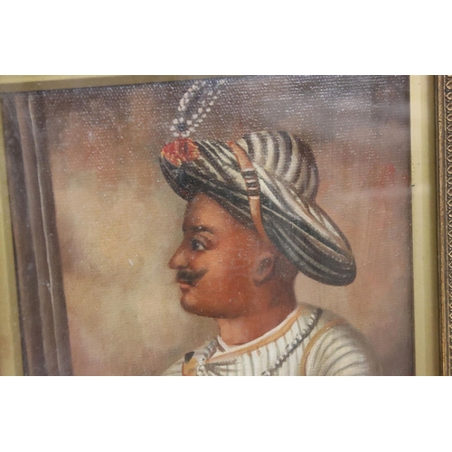 491 - Ornate gilt framed oil painting portrait of Indian Sultan Tipu