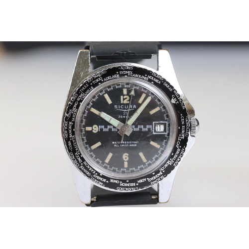 185 - Vintage 1970s Sicura ' Breitling ' diver's watch