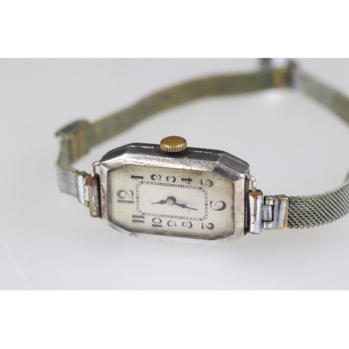 188 - Art Deco silver cased Pinnacle ladies Swiss cocktail watch