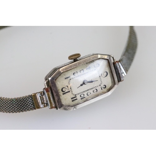 188 - Art Deco silver cased Pinnacle ladies Swiss cocktail watch