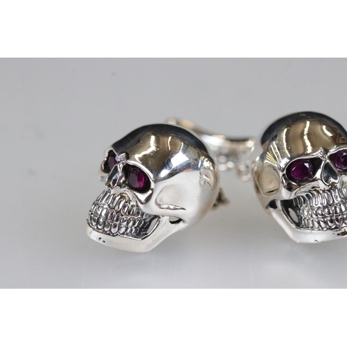 205 - Unusual pair of silver skull cufflinks