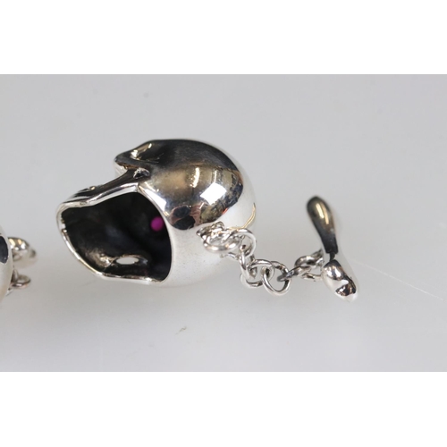 205 - Unusual pair of silver skull cufflinks