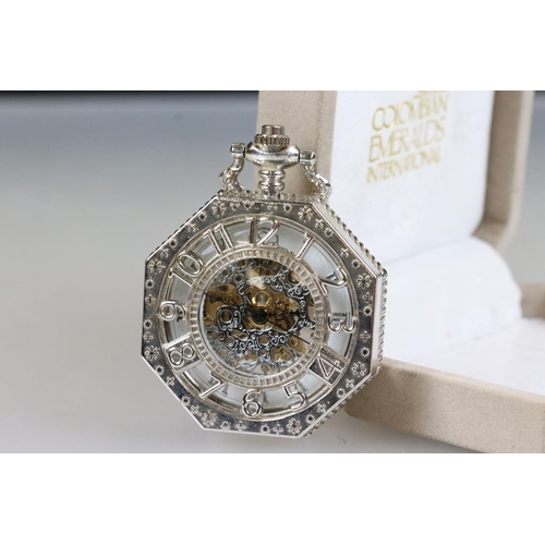 206 - Ornate manual wind skeleton pocket watch