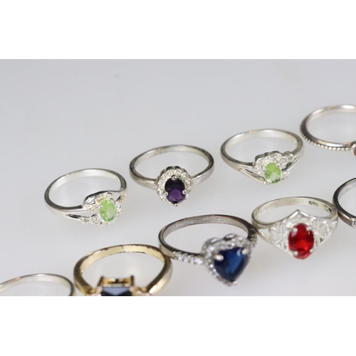 211 - Collection of ten silver rings, to include Pandora