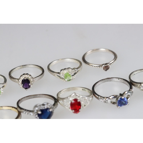 211 - Collection of ten silver rings, to include Pandora