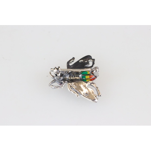 217 - Silver and plique-a-jour bug brooch