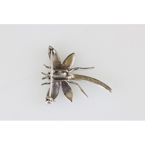 225 - Silver and turquoise dragonfly brooch