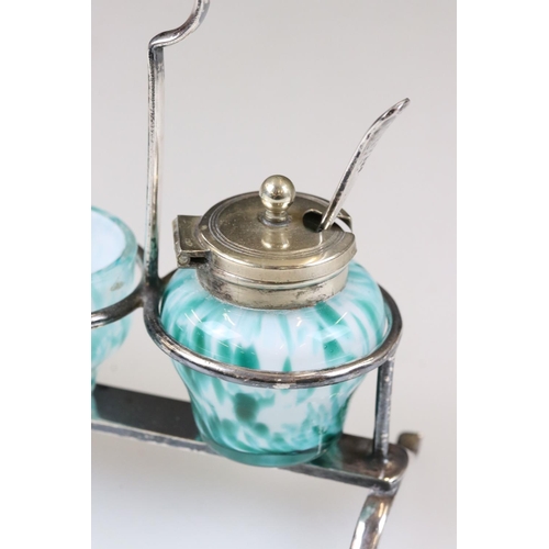 229 - Silver plated & glass cruet set