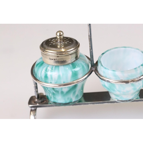 229 - Silver plated & glass cruet set