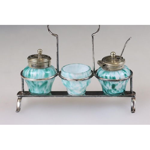 229 - Silver plated & glass cruet set