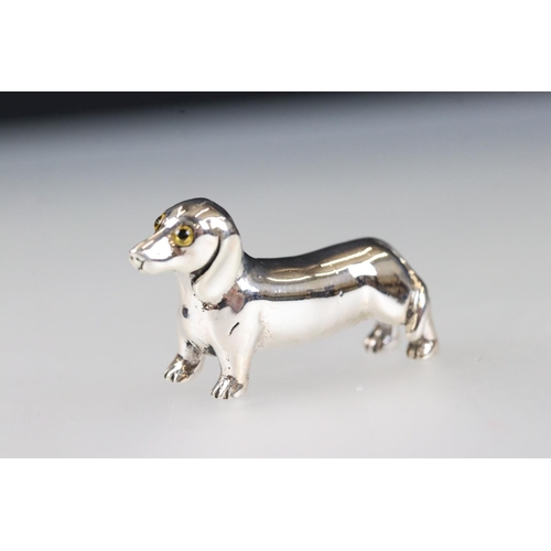 230 - Well cast silver figure of a dachshund dog