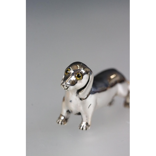 230 - Well cast silver figure of a dachshund dog