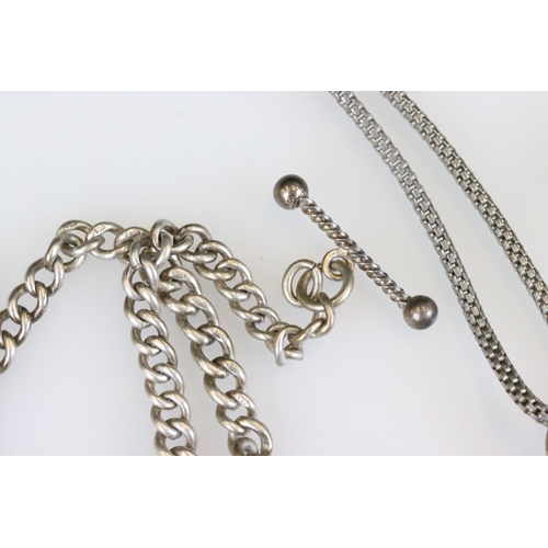 236 - Two fully hallmarked sterling silver pocket watches together with silver Albert chains.