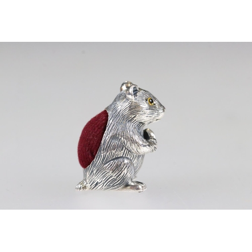 237 - Silver hamster pincushion